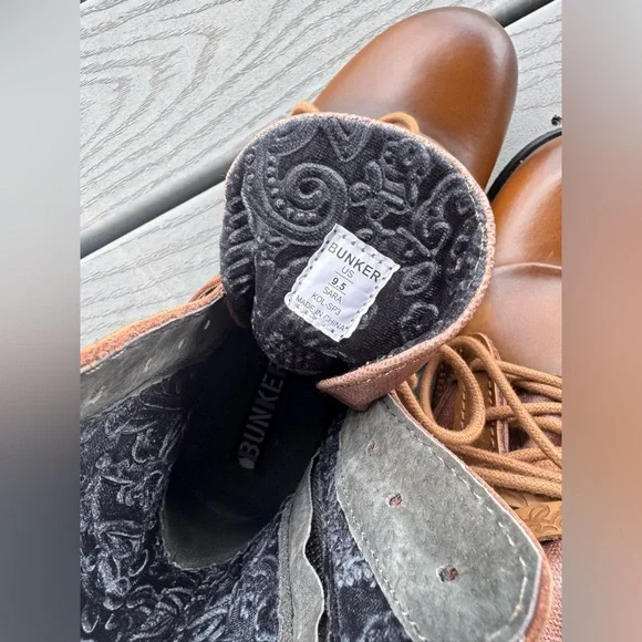 Bunker Sara Moto Boots Womens 9.5 Brown Leather Wrap Strap Combat - Picture 4 of 11